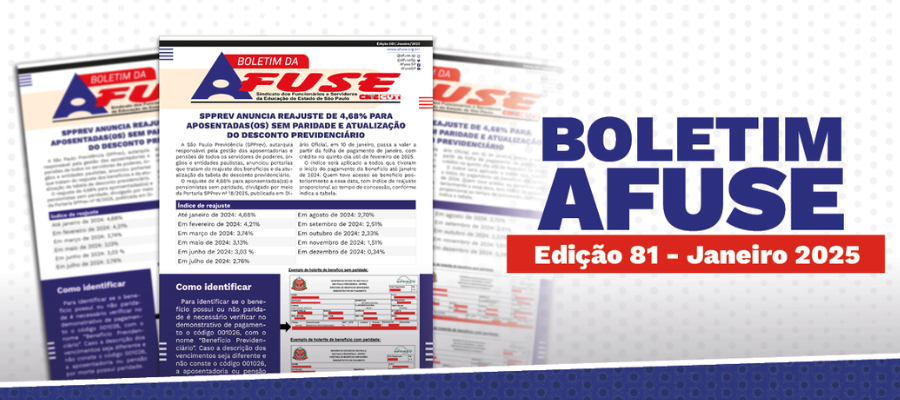 SPPREV ANUNCIA REAJUSTE DE 4,68% PARAAPOSENTADAS(OS) SEM PARIDADE E ATUALIZAÇÃODO DESCONTO PREVIDENCIÁRIO